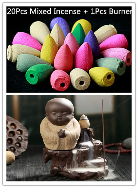 Little Buddha Monk + 20 Pieces Of Incense Cones