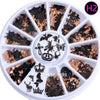 Brone Black Mix Halloween Shape Pumpkin Face Witch Spider Net Black Cat Bat Metallic Nail Art Sequins Decals  Gem DIY Wheel