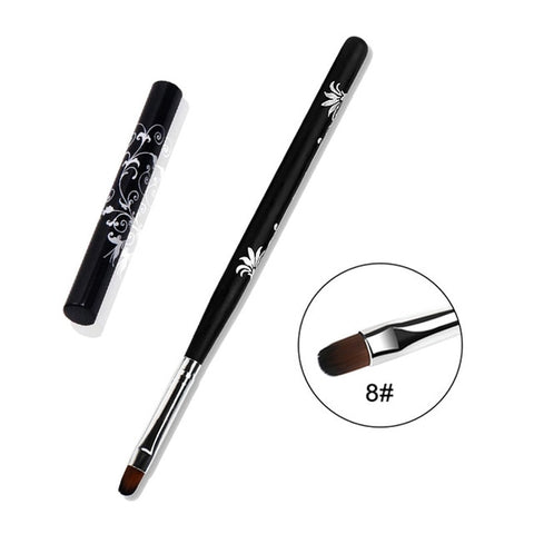 ANGNYA Nail Art UV Gel Brush 4#6#8#10#/Oval Nylon Hair Flower Printing Design Wooden Handle Metal Cap Single Piece