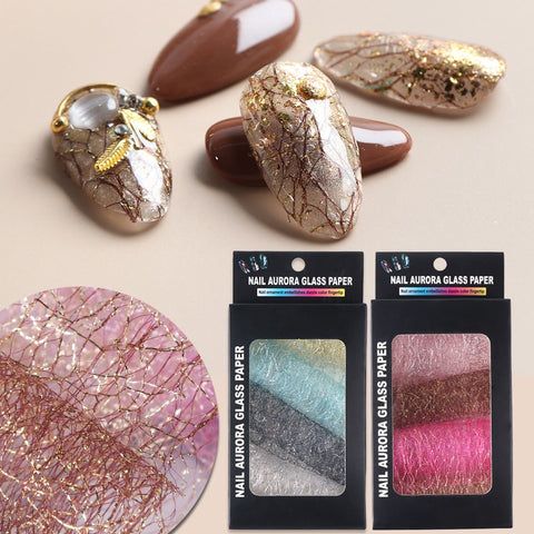 3D Mesh Nail Art Sticker Gold Silver Lace Hollow Net Line Nail Foil Design Manicure Decal Wraps Decorations Accessories