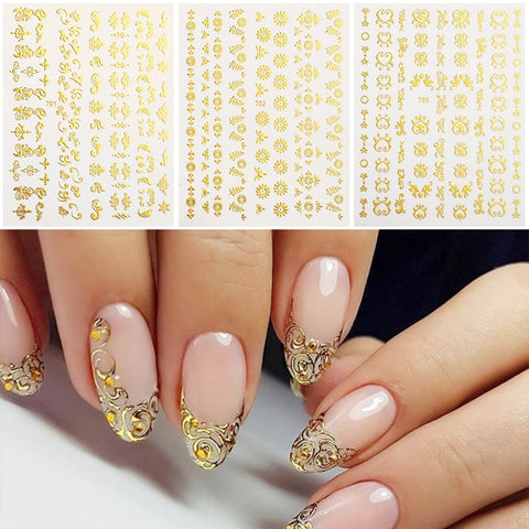 1 Sheet 3D Gold Leaf Flower Design Transfer Stickers Decals Decoration Nail Art Accessories DIY Tips Papers