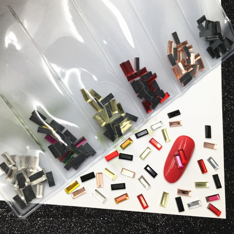 60pcs Nail Crystals Gems Mix 6 design Rhinestones for Nails 3D Nail Art Decorations Flatback Shaped Strass Stone DIY Use