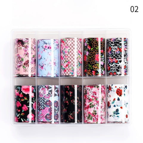 1 Box Marble Design Foils Nail Set Transfer Sticker Kit Flower Adehesive Paper Wraps Nail Art  DIY Tips Slider Papers Decoration