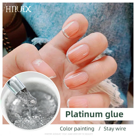 HNUIX sparkling platinum diamond Sequin Gel glitter nail polish 3D diamond UV LED Gel varnish adhesive sheet manicure