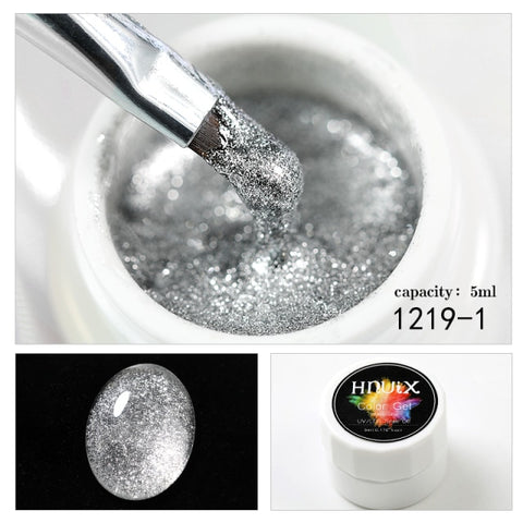HNUIX sparkling platinum diamond Sequin Gel glitter nail polish 3D diamond UV LED Gel varnish adhesive sheet manicure