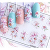 1pc 3D Acrylic Engraved  Nail Sticker Embossed White&Pink Color Flower Water Decals Empaistic Nail Water Slide Decals