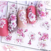 1pc 3D Acrylic Engraved  Nail Sticker Embossed White&Pink Color Flower Water Decals Empaistic Nail Water Slide Decals