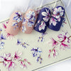 1pc 3D Acrylic Engraved  Nail Sticker Embossed White&Pink Color Flower Water Decals Empaistic Nail Water Slide Decals