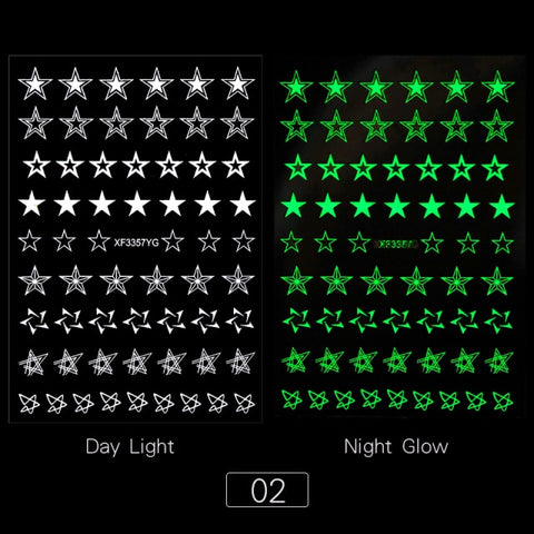 Luminous Effect 3D Leaf Flower Design Hallowee Nail Art Shinning Glitter Nail Art Sticker Decoration Manicures Tips Tool  Summer