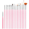 1 Pc Gradient Drawing Painting Brush Pink Rhinestone Handle UV Gel Painting Pen DIY for Nail Art Design Tool