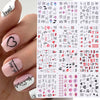 Valentines Manicure Love Letter Flower Sliders for Nails Inscriptions Nail Art Decoration Water Sticker Tips