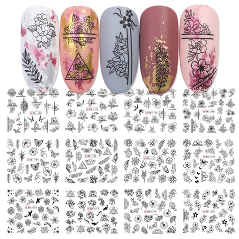 Valentines Manicure Love Letter Flower Sliders for Nails Inscriptions Nail Art Decoration Water Sticker Tips