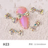 10 pieces of bow nail art jewelry pearl new super flash rhinestones Japanese pearl bow flat nails decoration diamond crystal