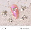 10 pieces of bow nail art jewelry pearl new super flash rhinestones Japanese pearl bow flat nails decoration diamond crystal