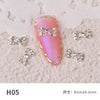 10 pieces of bow nail art jewelry pearl new super flash rhinestones Japanese pearl bow flat nails decoration diamond crystal