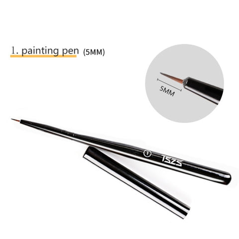 1Pcs/Lot Nail Art Lines Painting Black Pen Brush Striper Daisy Acrylic Fan Gradient Shading UV Gel Polish Tips Flower