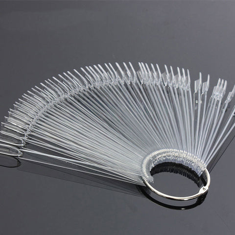 High Quality 50Pcs Display Key Ring Nail Art Tips Pop Stick Fan Polish Practice Wheel Kit