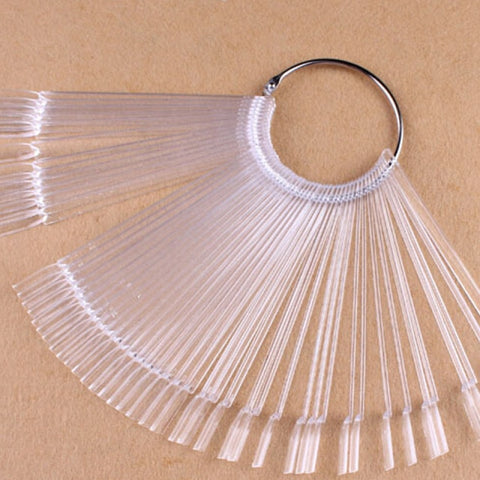 High Quality 50Pcs Display Key Ring Nail Art Tips Pop Stick Fan Polish Practice Wheel Kit