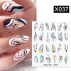 Harunouta Abstract Lady Face Water Decals Fruit Flower Summer Leopard Alphabet Leaves Nail Stickers Water Black Leaf Sliders