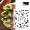 Harunouta Abstract Lady Face Water Decals Fruit Flower Summer Leopard Alphabet Leaves Nail Stickers Water Black Leaf Sliders