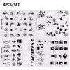 Harunouta Abstract Lady Face Water Decals Fruit Flower Summer Leopard Alphabet Leaves Nail Stickers Water Black Leaf Sliders