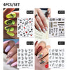 Harunouta Abstract Lady Face Water Decals Fruit Flower Summer Leopard Alphabet Leaves Nail Stickers Water Black Leaf Sliders