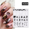 Harunouta Abstract Lady Face Water Decals Fruit Flower Summer Leopard Alphabet Leaves Nail Stickers Water Black Leaf Sliders