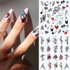 Harunouta Abstract Lady Face Water Decals Fruit Flower Summer Leopard Alphabet Leaves Nail Stickers Water Black Leaf Sliders