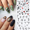 Harunouta Abstract Lady Face Water Decals Fruit Flower Summer Leopard Alphabet Leaves Nail Stickers Water Black Leaf Sliders