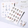 Harunouta Abstract Lady Face Water Decals Fruit Flower Summer Leopard Alphabet Leaves Nail Stickers Water Black Leaf Sliders