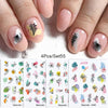 Harunouta Abstract Lady Face Water Decals Fruit Flower Summer Leopard Alphabet Leaves Nail Stickers Water Black Leaf Sliders