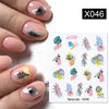 Harunouta Abstract Lady Face Water Decals Fruit Flower Summer Leopard Alphabet Leaves Nail Stickers Water Black Leaf Sliders