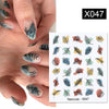 Harunouta Abstract Lady Face Water Decals Fruit Flower Summer Leopard Alphabet Leaves Nail Stickers Water Black Leaf Sliders