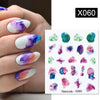 Harunouta Abstract Lady Face Water Decals Fruit Flower Summer Leopard Alphabet Leaves Nail Stickers Water Black Leaf Sliders