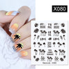 Harunouta Abstract Lady Face Water Decals Fruit Flower Summer Leopard Alphabet Leaves Nail Stickers Water Black Leaf Sliders