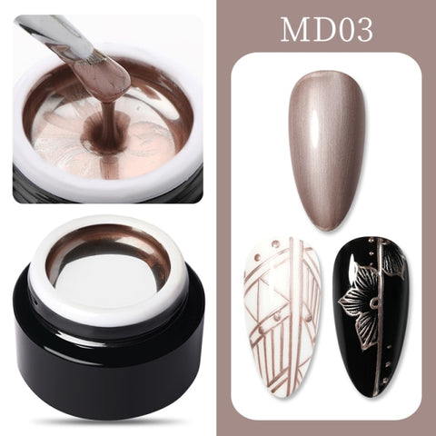 BORN PRETTY Sparkling Metallic Painting Gel Polish Soak Off Gel Nail Polish Flower Drawing Gold Silver Mirror Glitter UV Gel 5ml