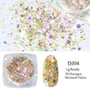 Crystal Fire Opal Flakes Nail Sequins Purple Holographic Glitter DIY Chrome Powder for Spring Nails Manicure Paillettes