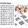 Letter 3D Decals Nail Art Stickers English Old Font Black Number Tattoo Nails Design Water Sliders DIY Manicure Decoration
