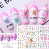 Bear Set Nails Sticker for Nail Decoration Back Glue Nails Art Stickers Decals Design Manicure Cute Cartoon Transfer Foil Decals