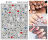 Nail Art Stickers Abstract Line Face Geometric Design Adhesive Nail Art Decorations DIY Sun Flowers Smiley Face Nail Decals