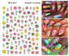 Nail Art Stickers Abstract Line Face Geometric Design Adhesive Nail Art Decorations DIY Sun Flowers Smiley Face Nail Decals