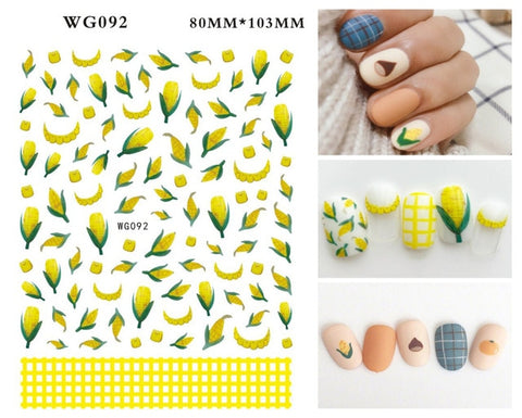 Nail Art Stickers Abstract Line Face Geometric Design Adhesive Nail Art Decorations DIY Sun Flowers Smiley Face Nail Decals