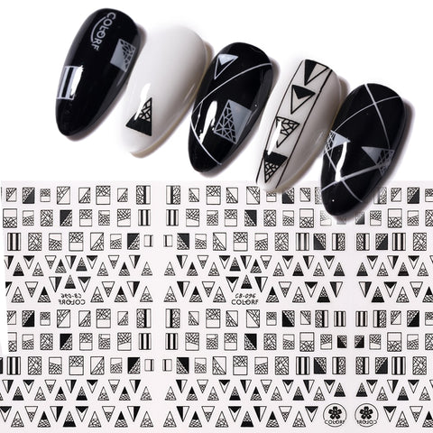 Black White 5D Nail Sticker Gold Silver Geometric Transfer Beautiful Decals Decoration Nail Art Accessories DIY Design