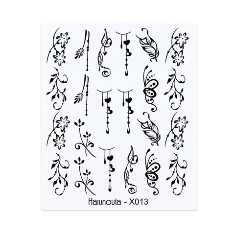 36 Styles Nail Sticker Black Flower/Lace/Letter Gel Polish Slider Accessories Nail Art Decals