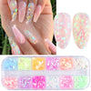 3D Fluorescent Nail Glitter Flakes Set Holographic Powder Sequins Paillette Manicure Nail Art Pigment Decoration Tools