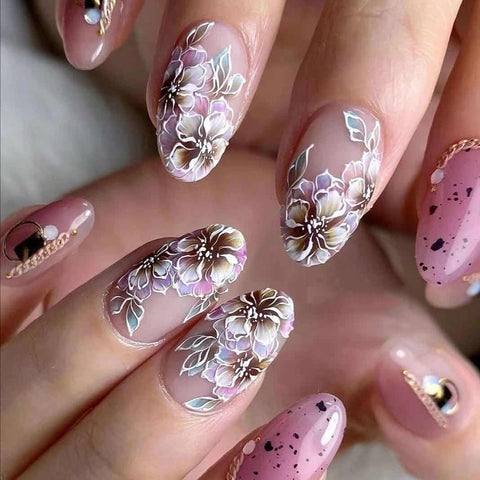 3D Nail Art Stickers Bohemia Gary Flowers Image Nails Stickers for Nails Sticker Decorations Manicure