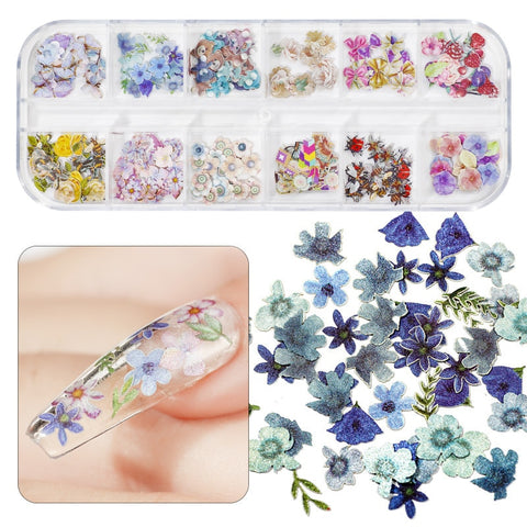240pcs Manicure Nail Sequins Wood Pulp Simulation Maple Leaf Butterfly Flowers Nail Art DIY 3D Daisy Nail Stickers Decals