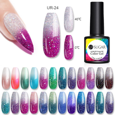 UR SUGAR Thermal Gel Nail Polish Soak Off UV Gel Polish Temperature Color-changing  Gel Glitter Varnish Nail Art