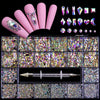 5000Pcs Super Set Multi-size Crystal AB Nail Rhinestones Drill pen Various Shapes 3D Nails Art Decorations Accessories