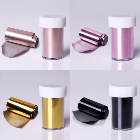 Gold Silver Nail Foil Set Mirror Effect Rose Gold Glitter Candy Transfer Sticker for Nails Decor Slider Decal Tip Random Pattern